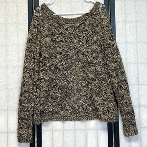 Maurices L Backless Drape Sweater L Openwork Knit Long Raglan Sleeve Crew Neck